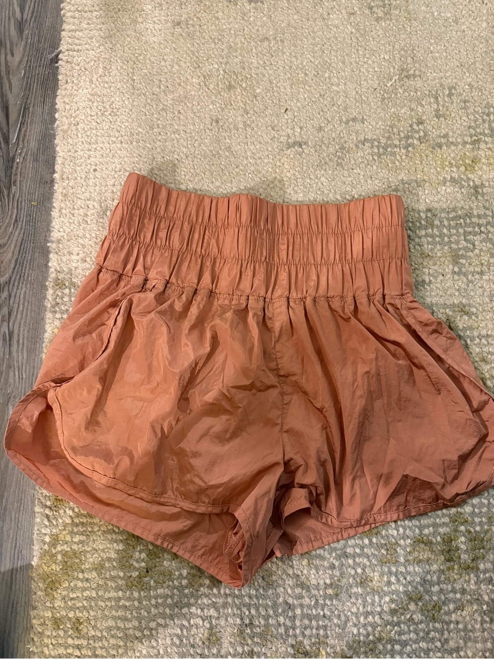 FP Movement by Free People High Ruched Waist Rust Athletic Shorts